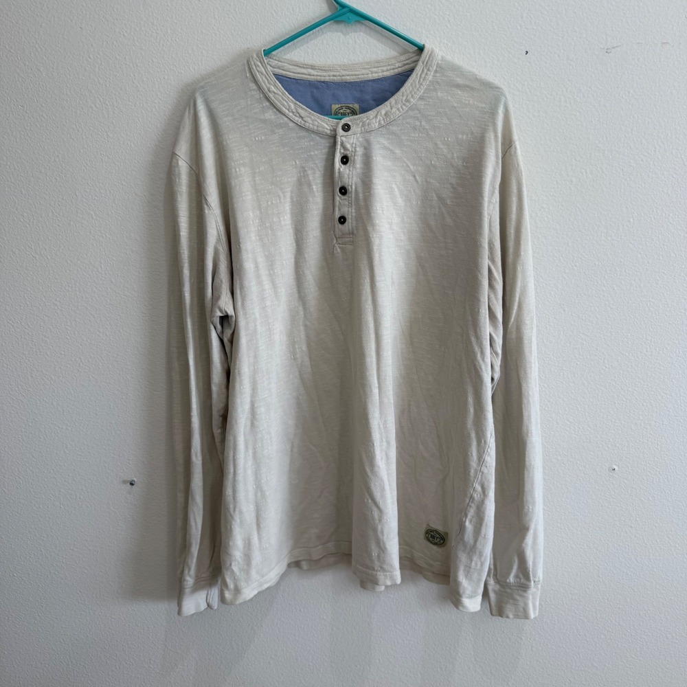 Obey Worldwide Propaganda Mens XXL Cream Slub Knit Long Sleeve Henley Shirt
